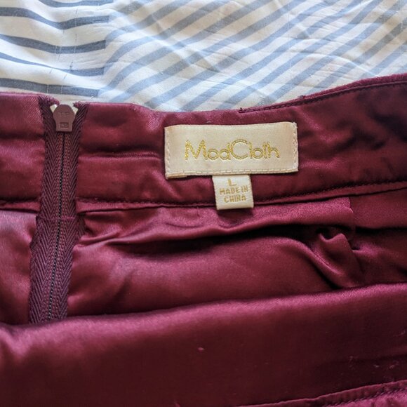 Modcloth Maroon Knee-length Wool Blend Skirt - Size L - Picture 4 of 8